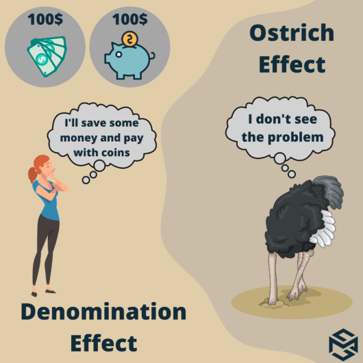 Cognitive biases: Ostrich effect Denomination Effect